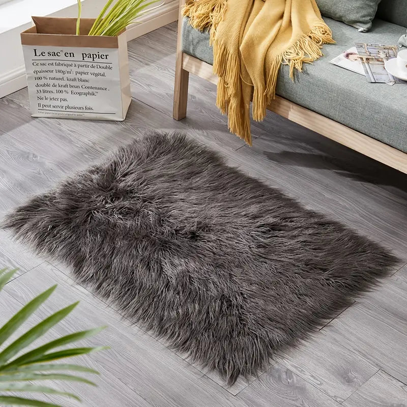Rectangular Soft Shaggy Rug for Living Room Decor