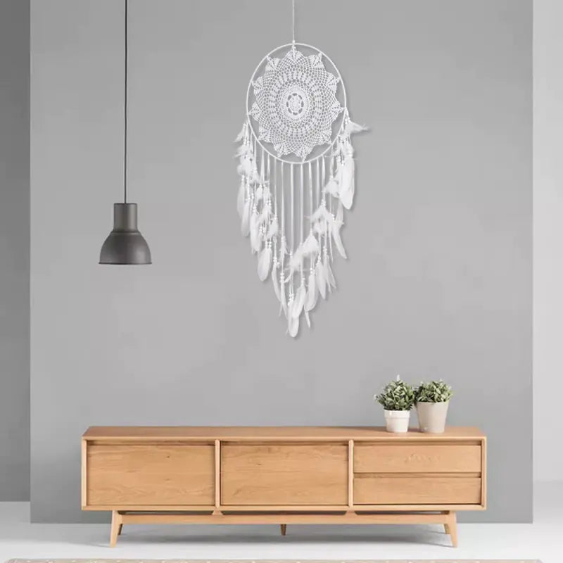 White Feather Dreamcatcher Wall Hanging Decoration