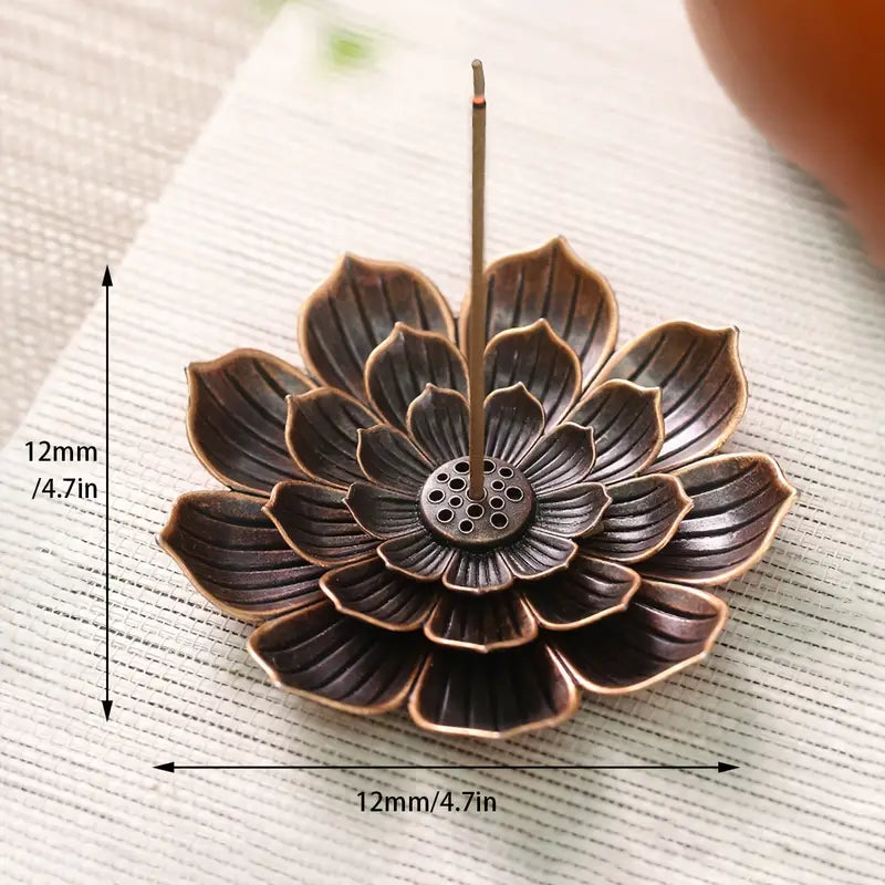 Lotus Shaped Metal Incense Holder for Aromatherapy