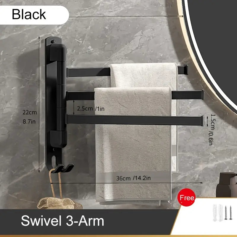 1pc Wall Mounted Swivel Towel Rack for Bathroom