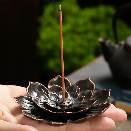 Lotus Shaped Metal Incense Holder for Aromatherapy