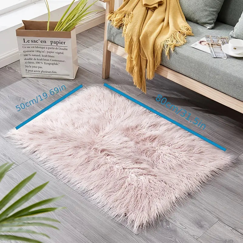Rectangular Soft Shaggy Rug for Living Room Decor