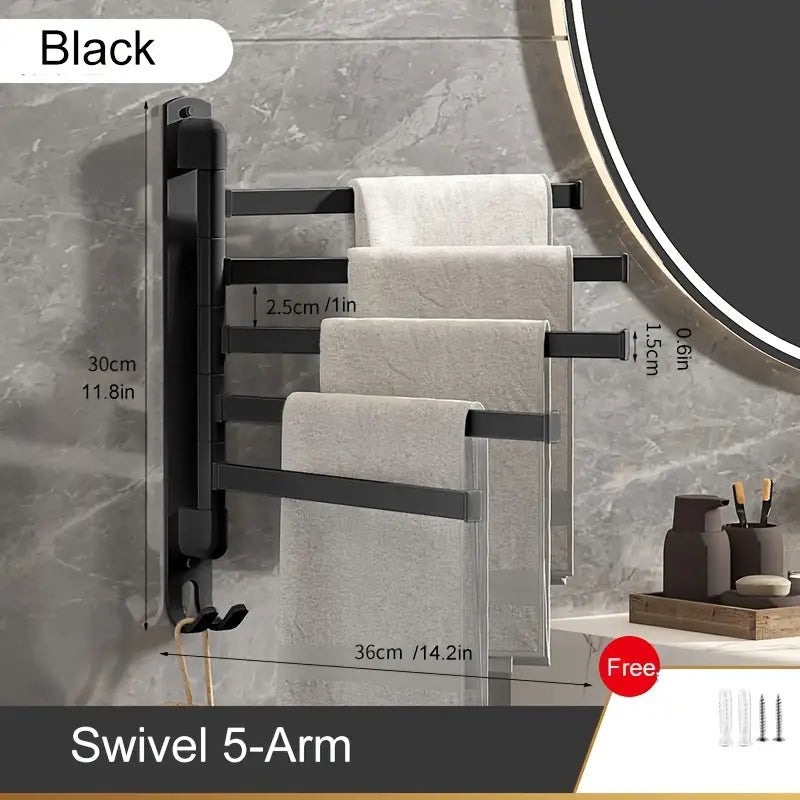 1pc Wall Mounted Swivel Towel Rack for Bathroom