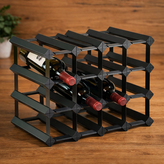 Modular Square Wine Rack with Pine Wood and Metal Frame