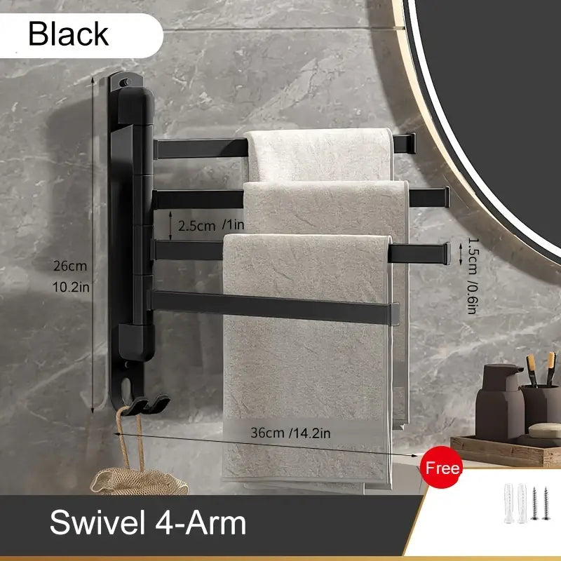 1pc Wall Mounted Swivel Towel Rack for Bathroom