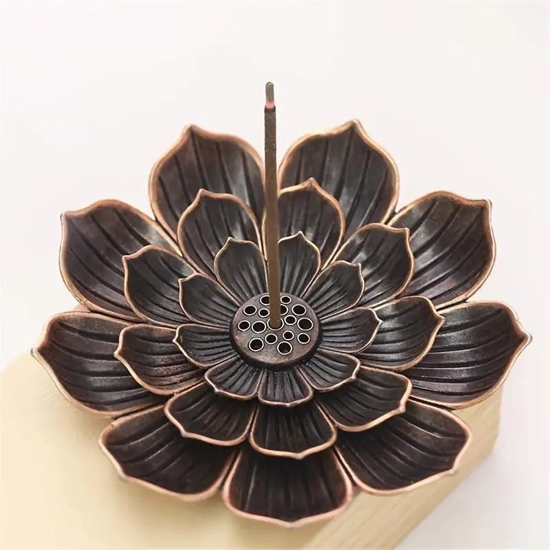 Lotus Shaped Metal Incense Holder for Aromatherapy