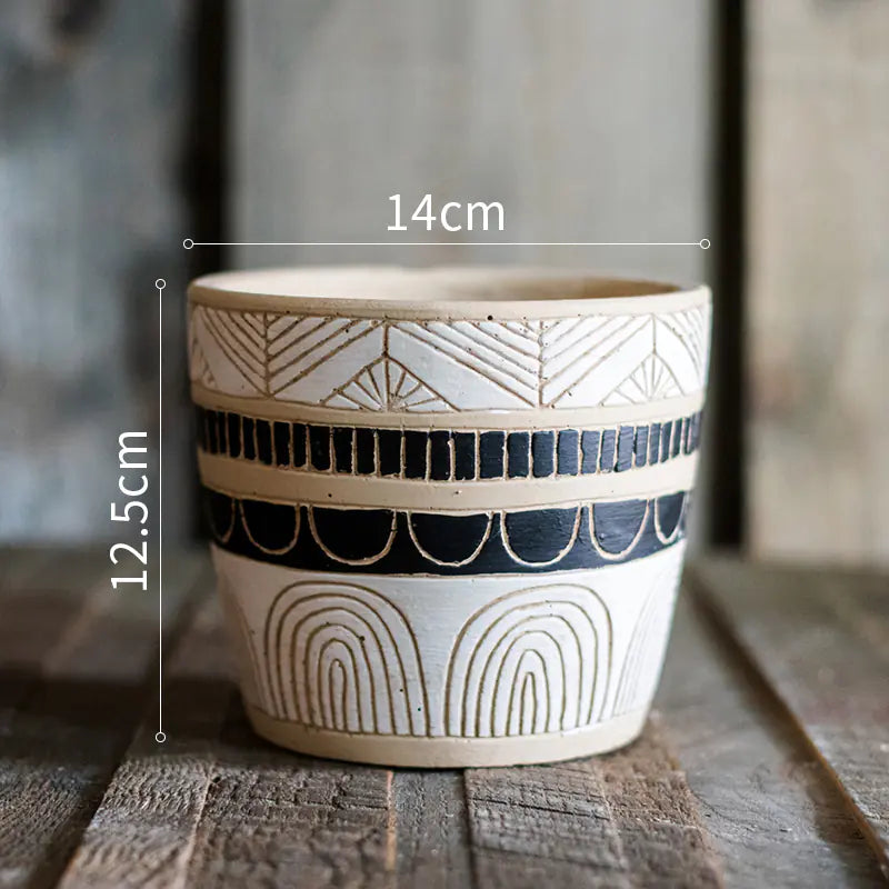 Egyptian Pattern Tall Flower Pot for Garden Decor