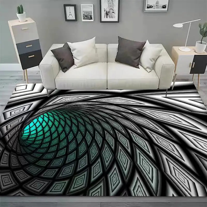 3D Vortex Illusion Black and White Area Rug 15.75"x23.62"