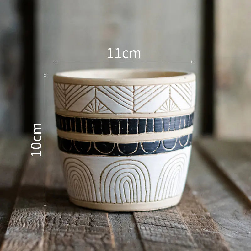 Egyptian Pattern Tall Flower Pot for Garden Decor