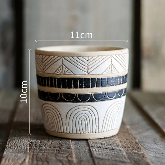 Egyptian Pattern Tall Flower Pot for Garden Decor