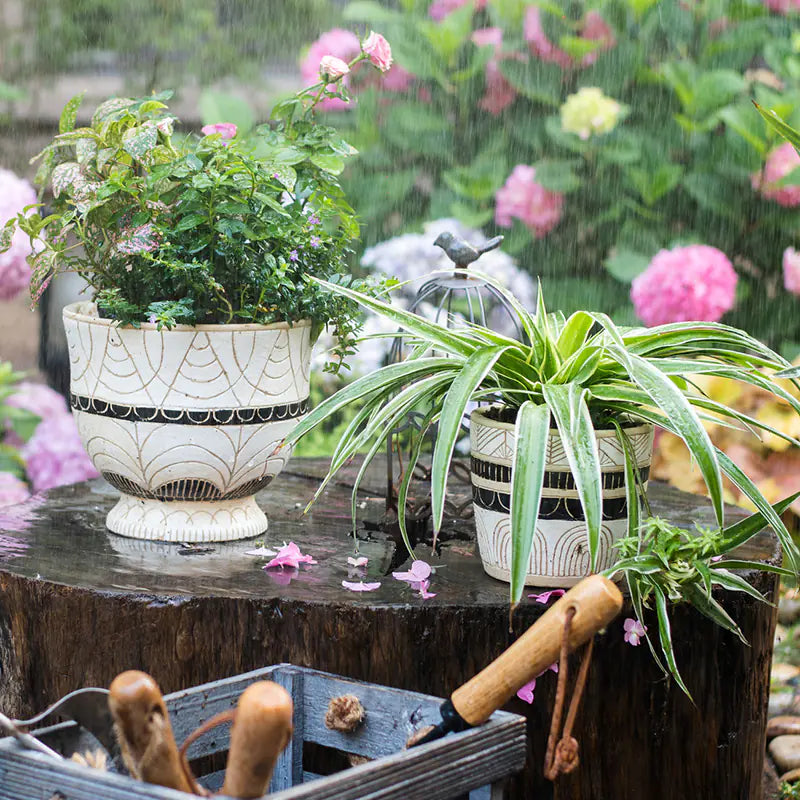 Egyptian Pattern Tall Flower Pot for Garden Decor