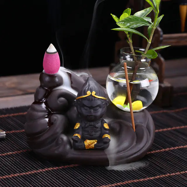 Ceramic Incense Burner with Creative Sun Wukong Design