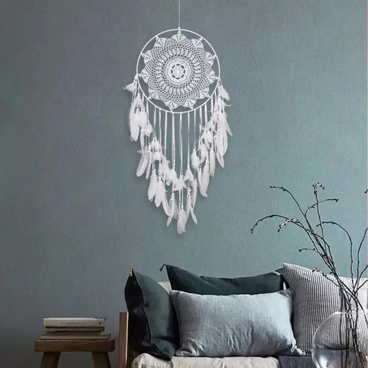 White Feather Dreamcatcher Wall Hanging Decoration
