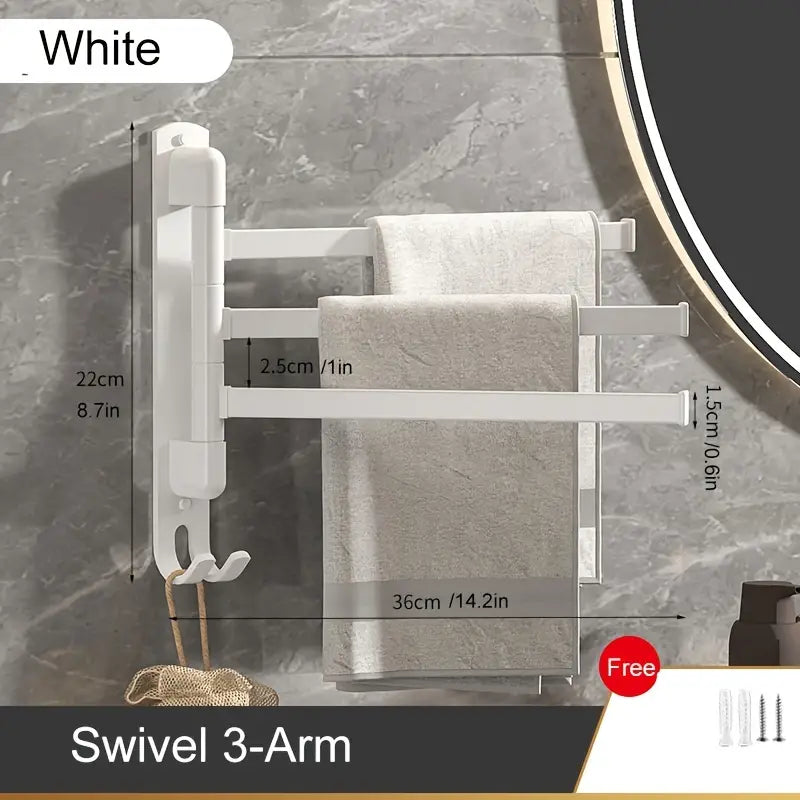 1pc Wall Mounted Swivel Towel Rack for Bathroom