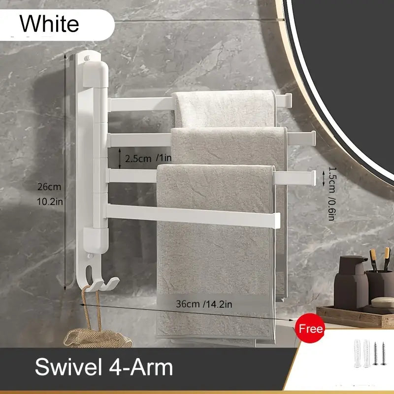 1pc Wall Mounted Swivel Towel Rack for Bathroom